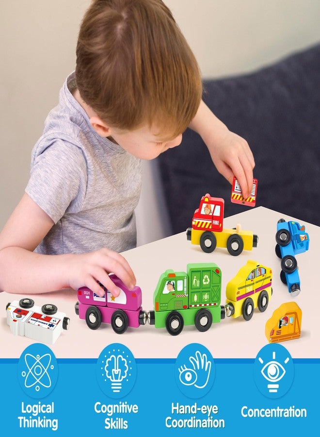 Helsort Wooden Magnetic Trains Cars - 8 Piece Educational and Skill-Building Wooden Toy for Boys and Girls Toys Train, Montessori Fine Motor Skills for Toddlers and Kids Ages 3+ - Image 3